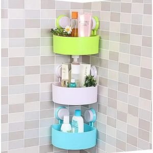 Corner Caddy Storage Rack For KItchen And Bathroom With Wall Mounted Suction Cup – 1 Piece