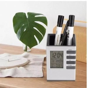 Digital Clock With Pen Holder
